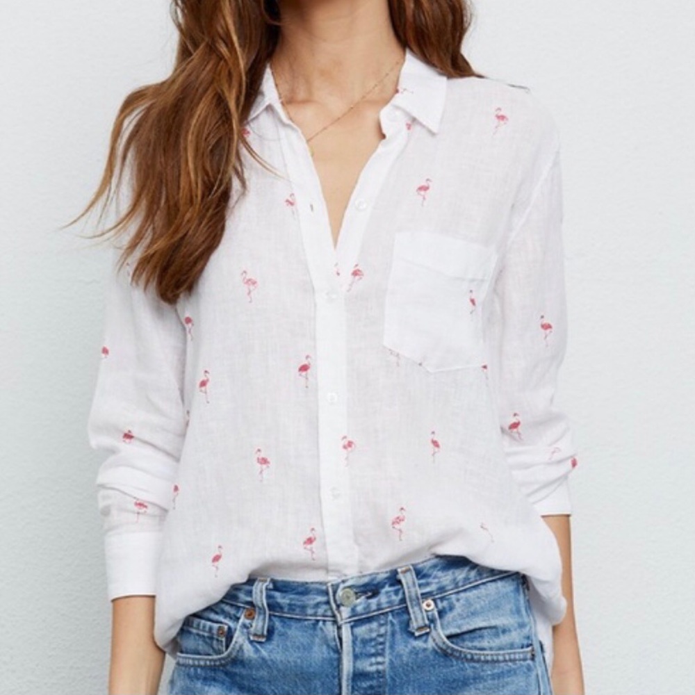 Rails Charlie Flamingo All Over Print Button Down